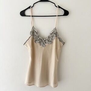 Vintage Lace Trim Camisole Size Medium Cream Y2K Fairy Grunge Ethereal